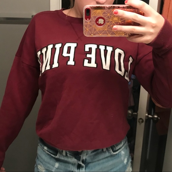 Pink Maroon Crewneck Sweatshirt | Poshmark